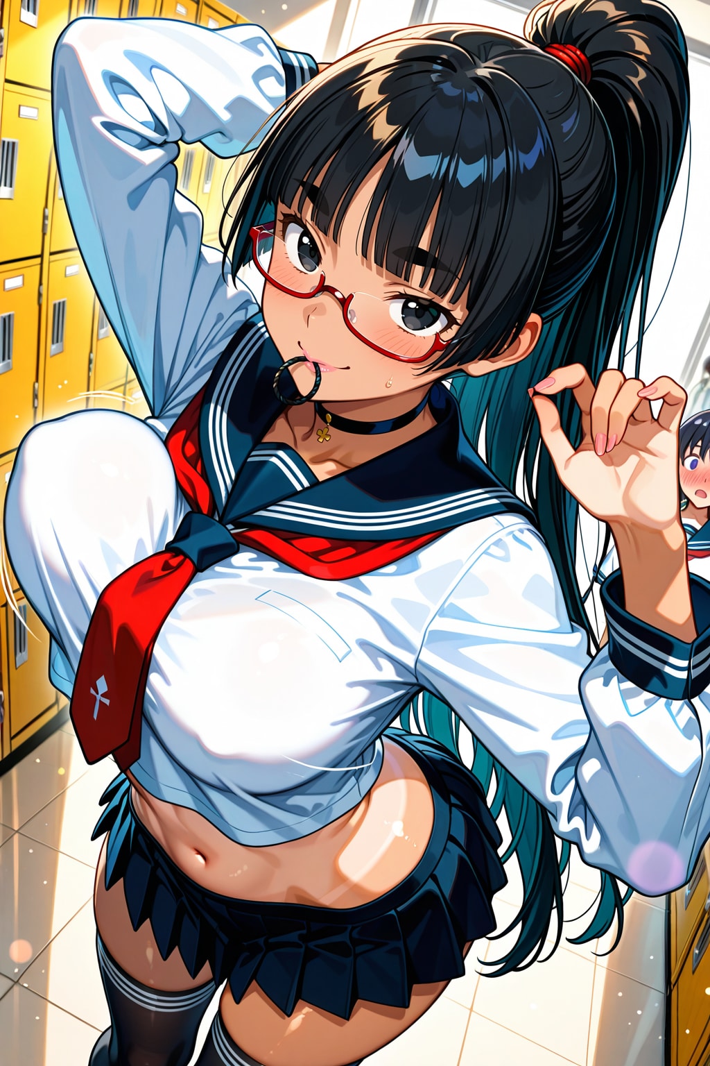 ポニテ作成中太まゆ姉ちゃん