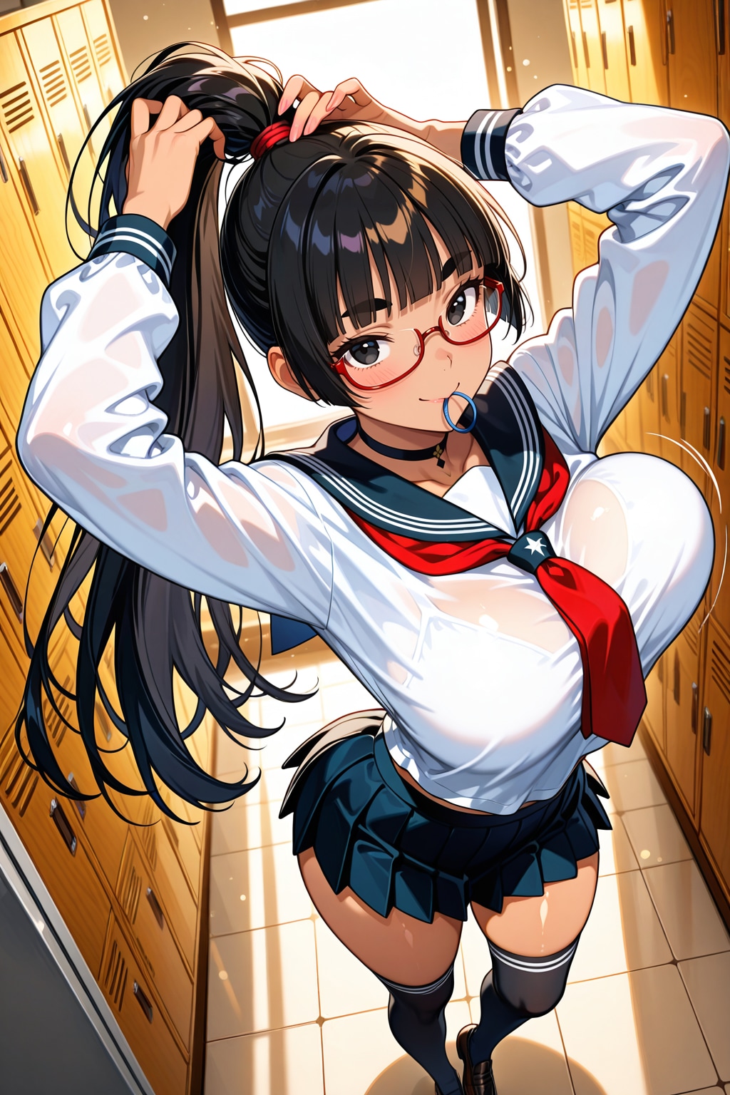 ポニテ作成中太まゆ姉ちゃん