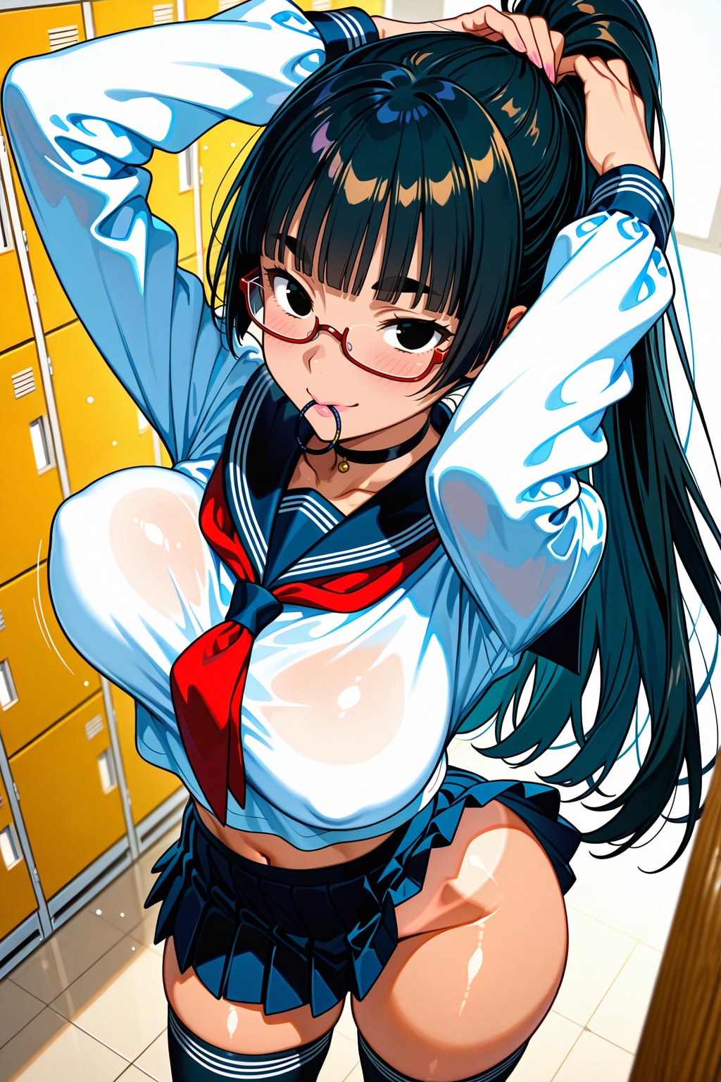 ポニテ作成中太まゆ姉ちゃん | の人気AIイラスト・グラビア