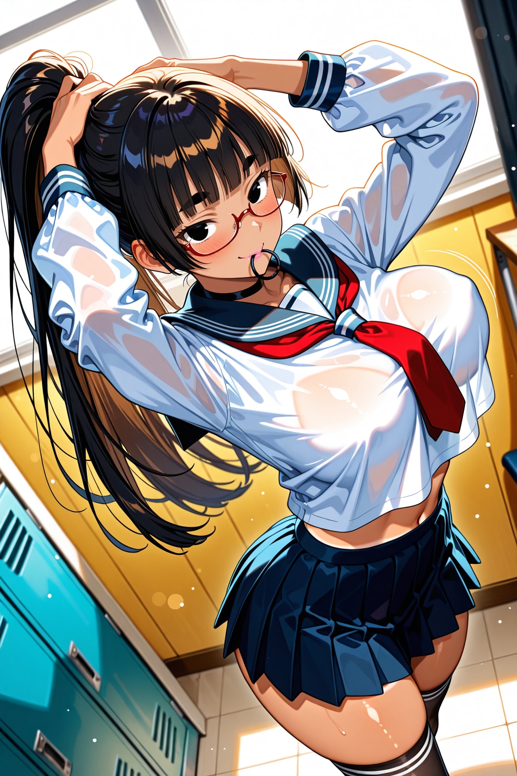 ポニテ作成中太まゆ姉ちゃん