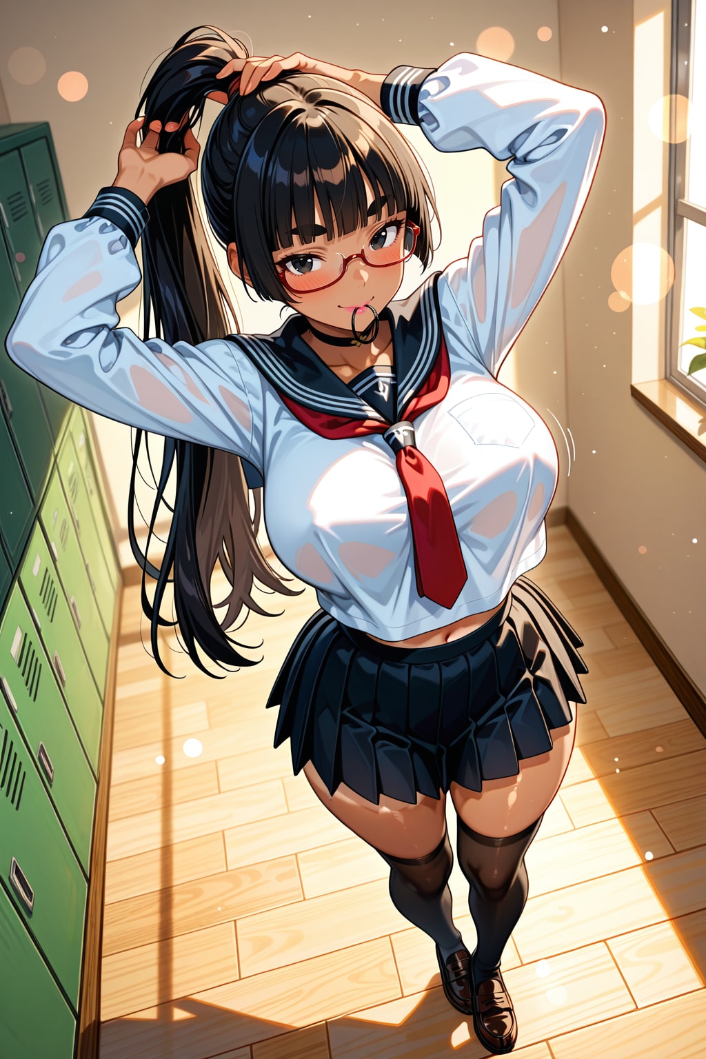 ポニテ作成中太まゆ姉ちゃん