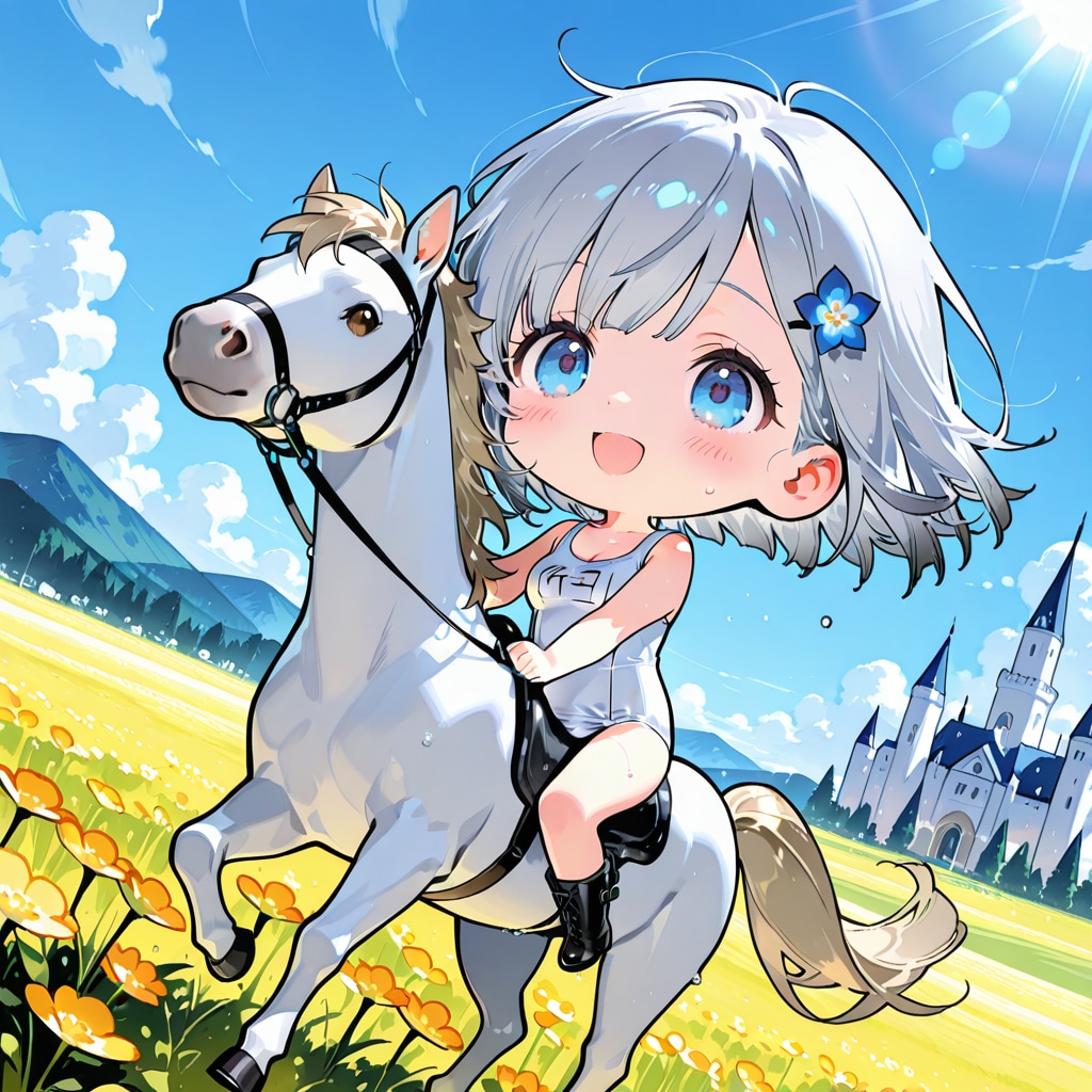 ちびスク水乗馬会 | の人気AIイラスト・グラビア