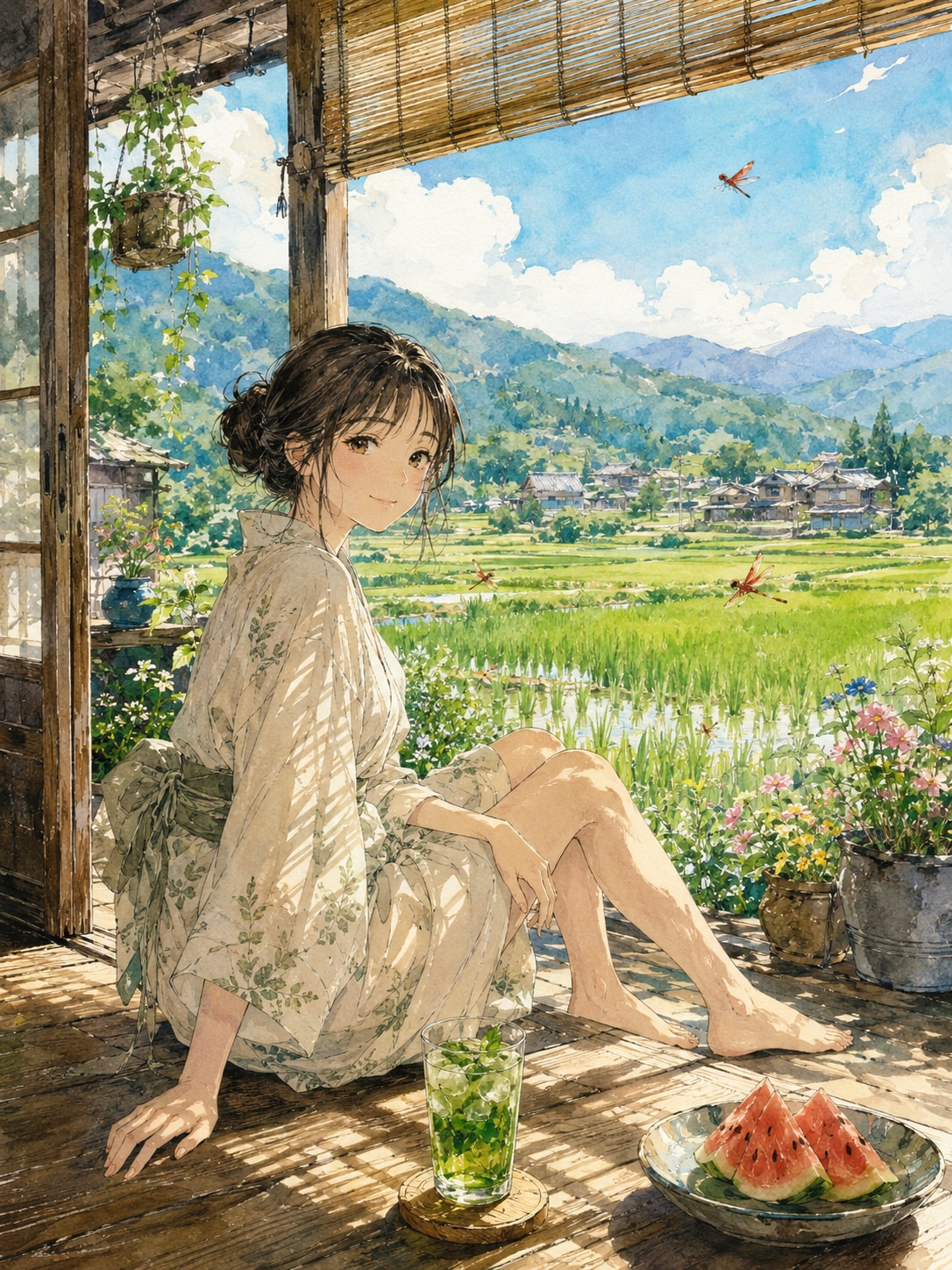 すだれ越しの夏