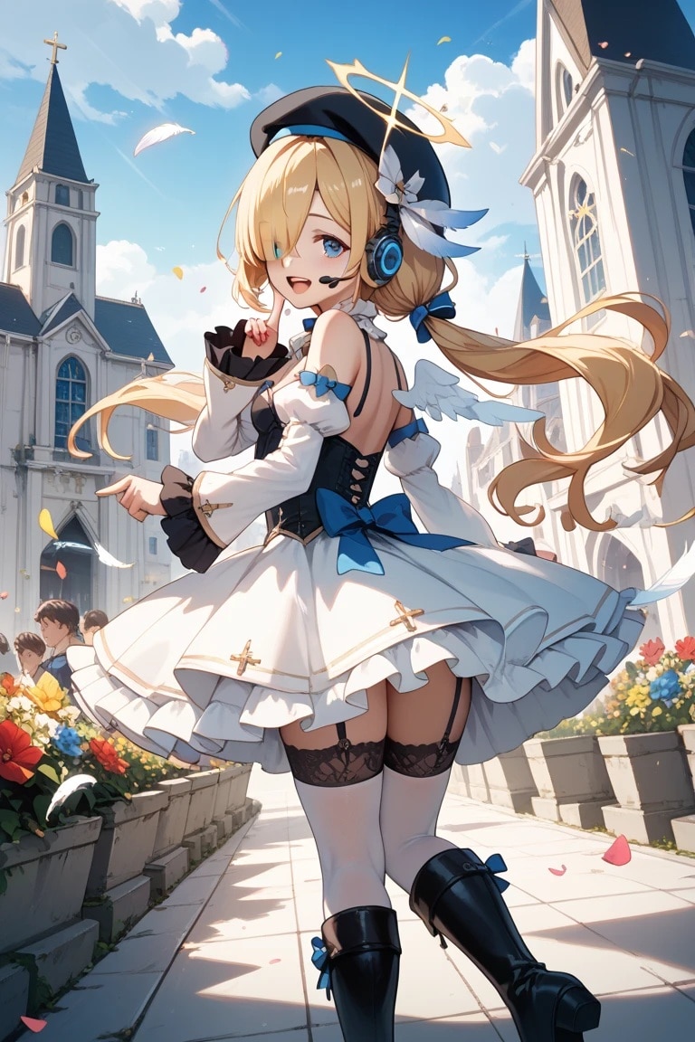 町中を歩くちっぱい天使 | の人気AIイラスト・グラビア
