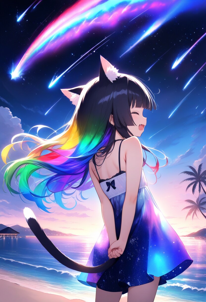 リゾートの黒猫