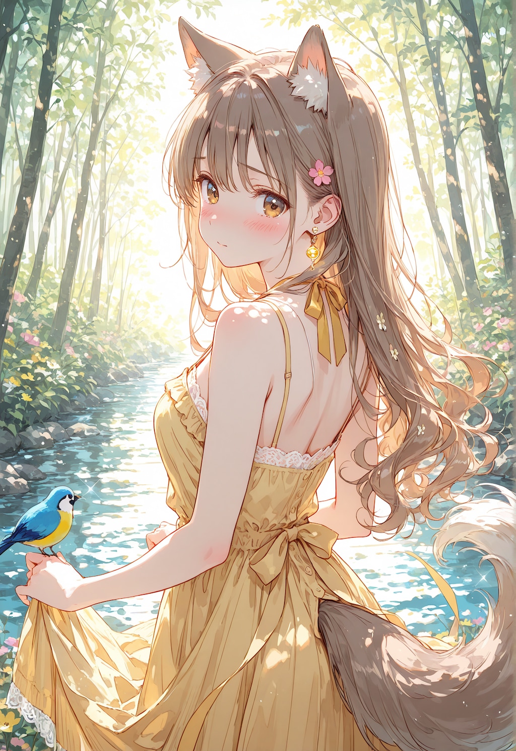 黄色いワンピースのウルフ耳ちゃん