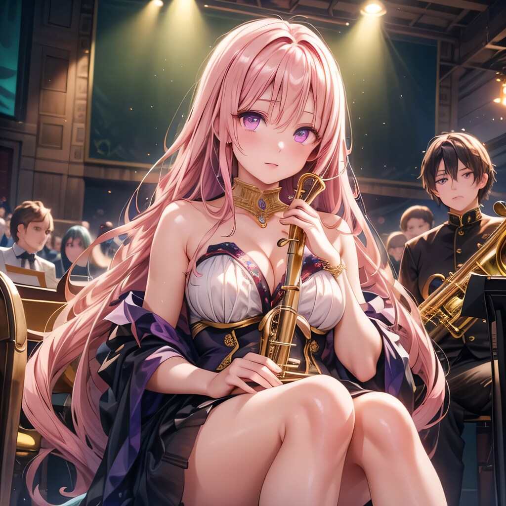 ピンク髪ロングでブラスバンドの少女３
