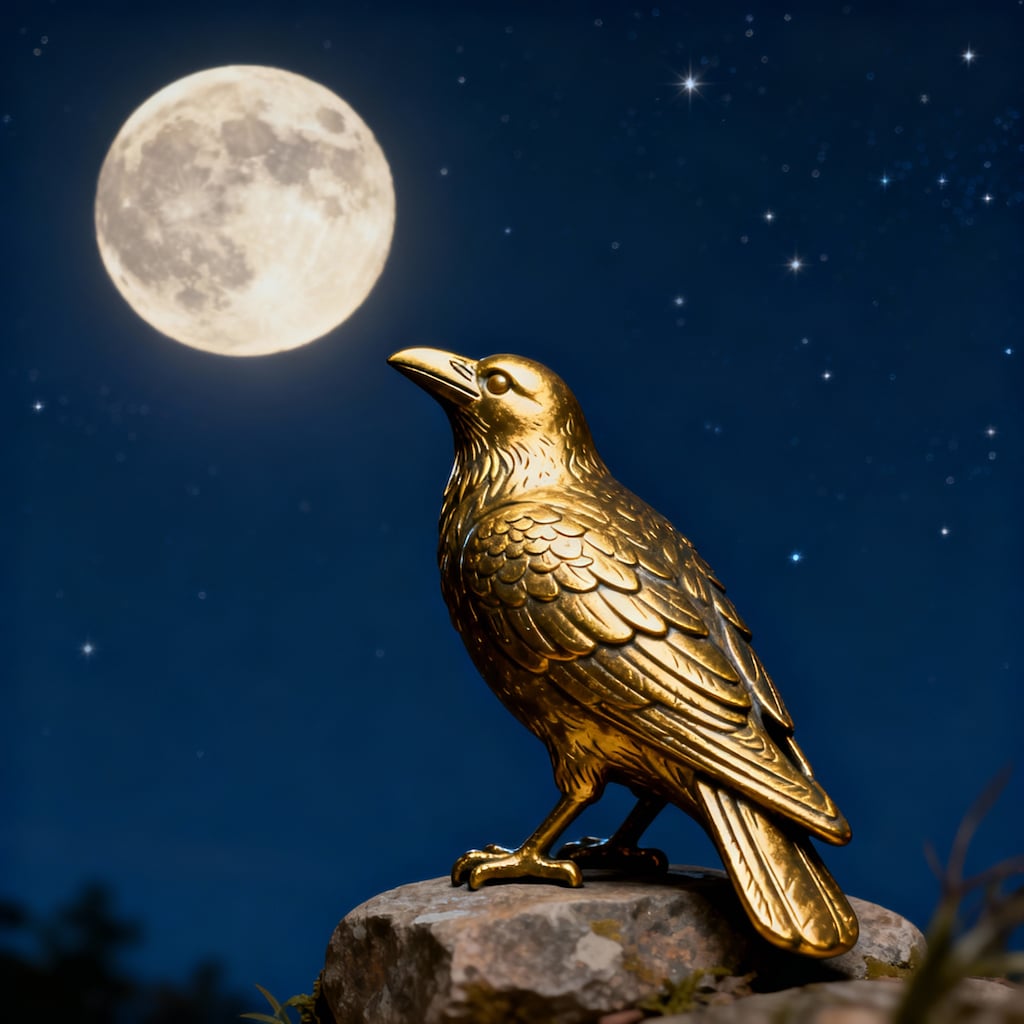 黄金に輝くカラス、だが青銅に金鍍金だ