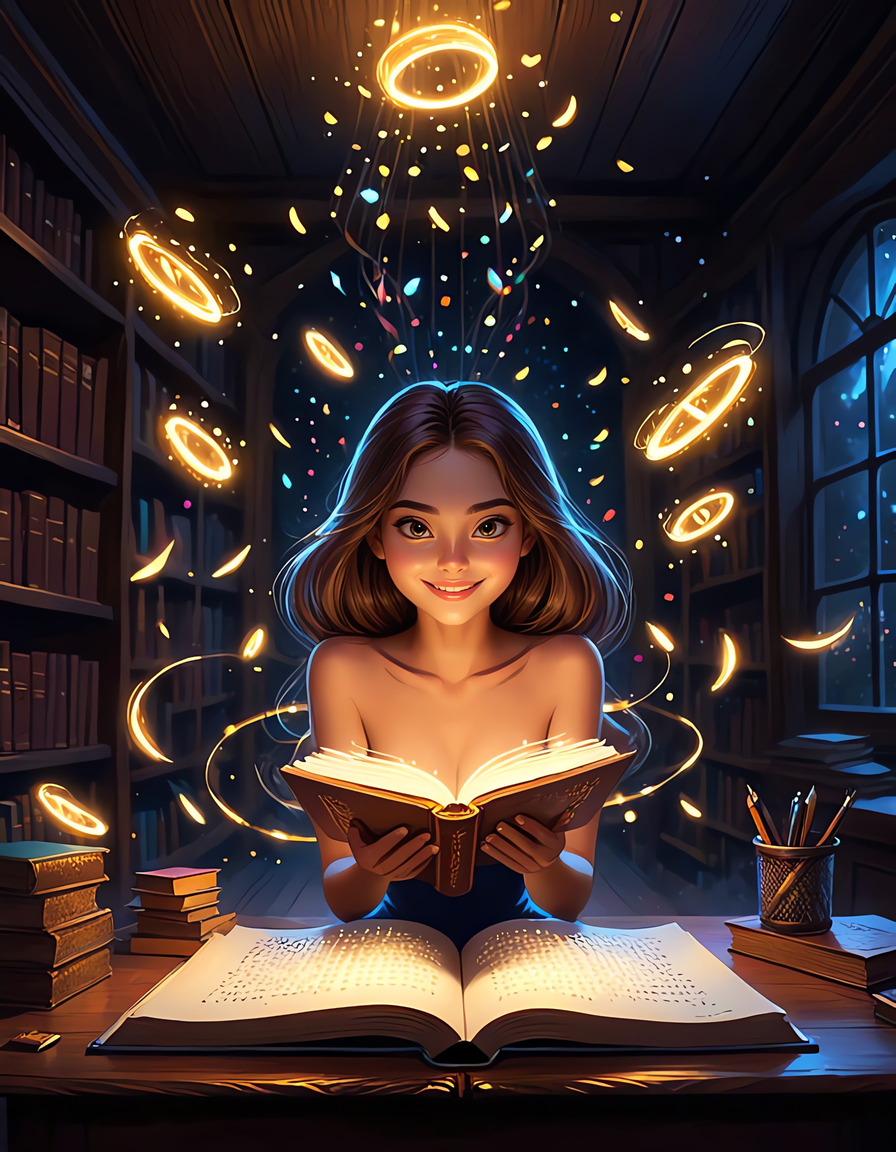 海外アニメ映画風の魔法の本 | の人気AIイラスト・グラビア