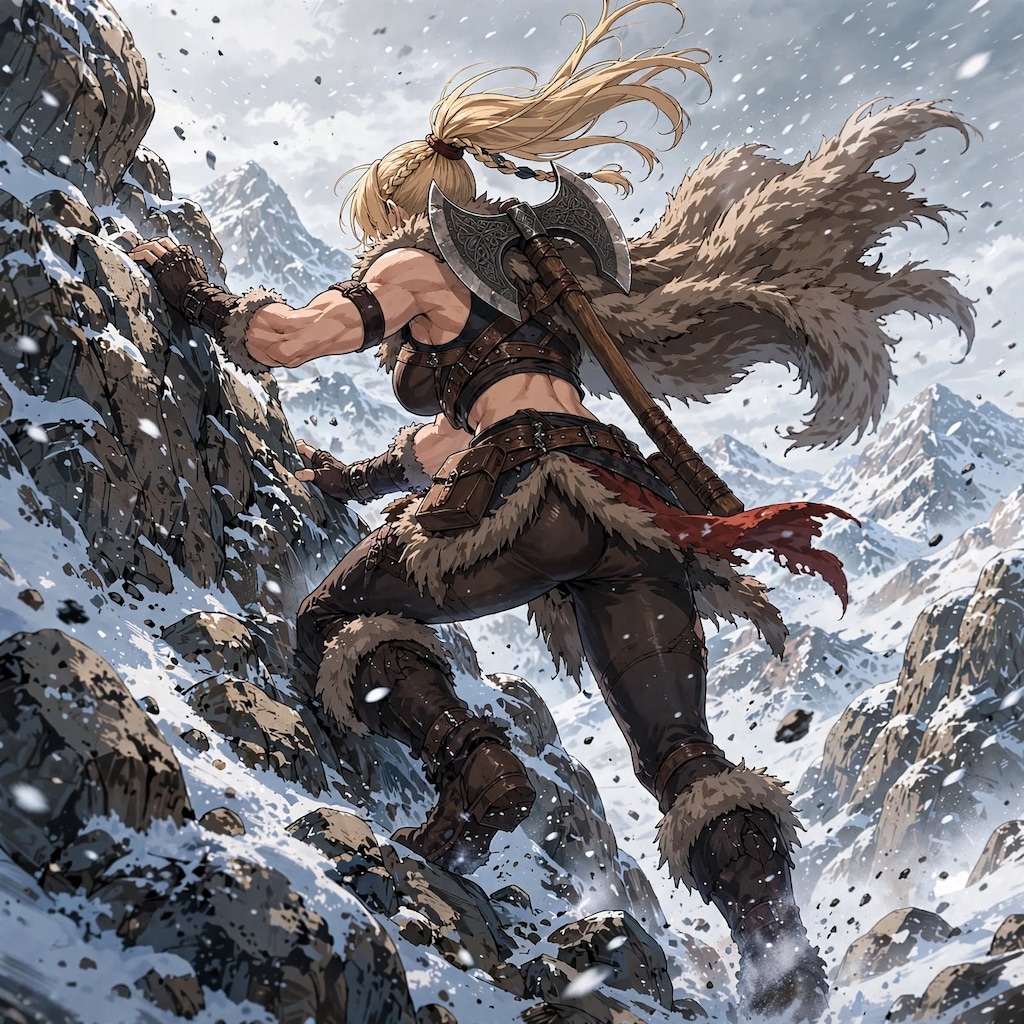 登山する戦士