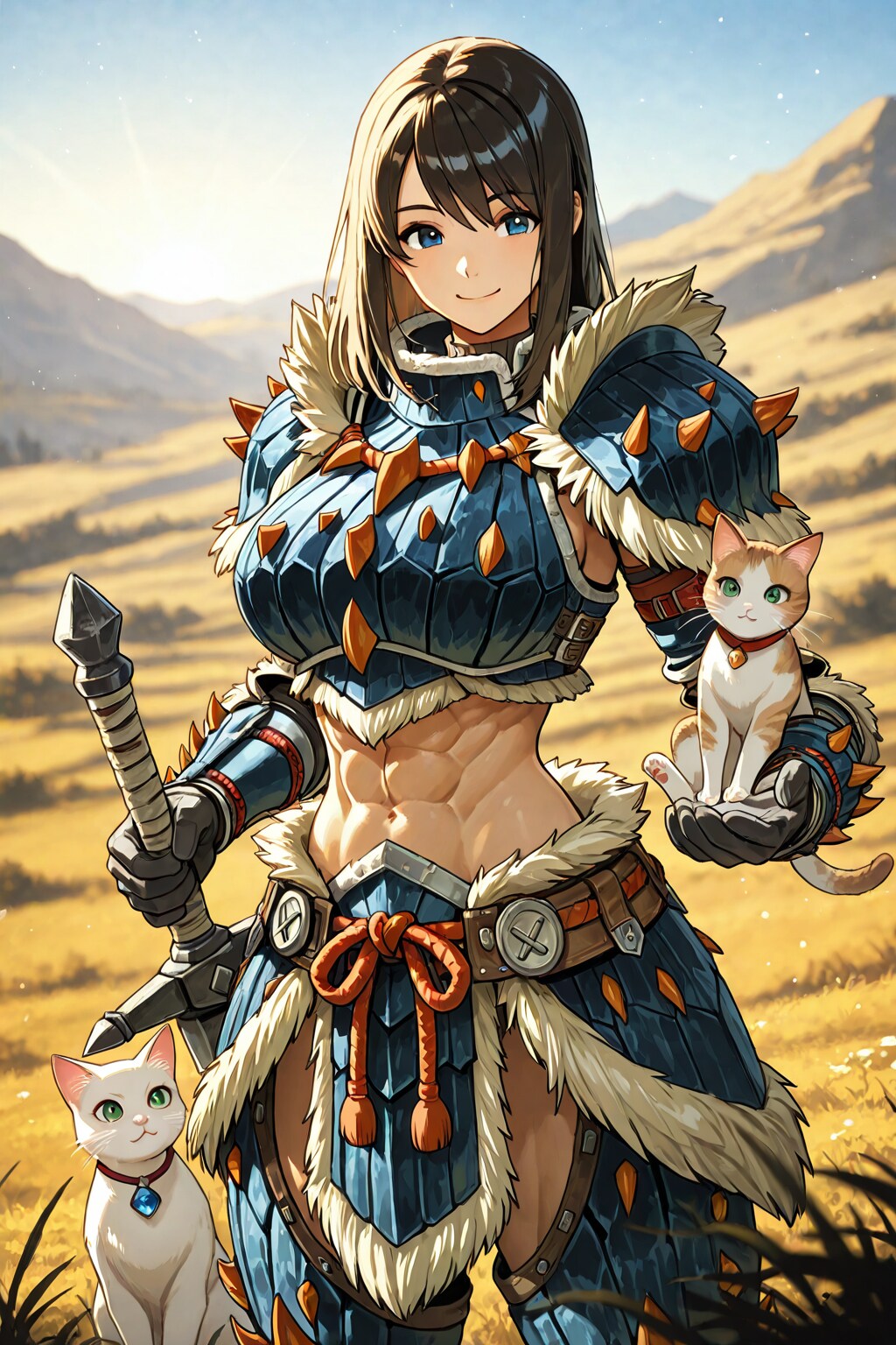 BONSAIモンスターハンター女剣士＆オトモな猫(オトモアイルー失敗)🗡️😻❤️