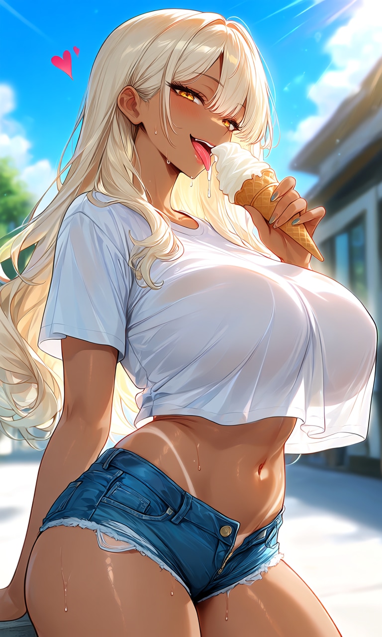 アイスを食べる