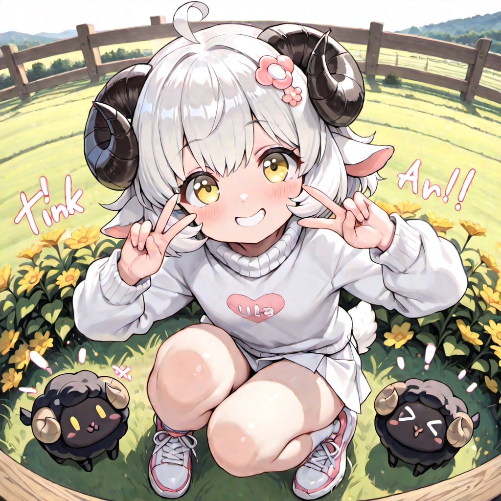 ComfyUIでしゃがんでピース♡