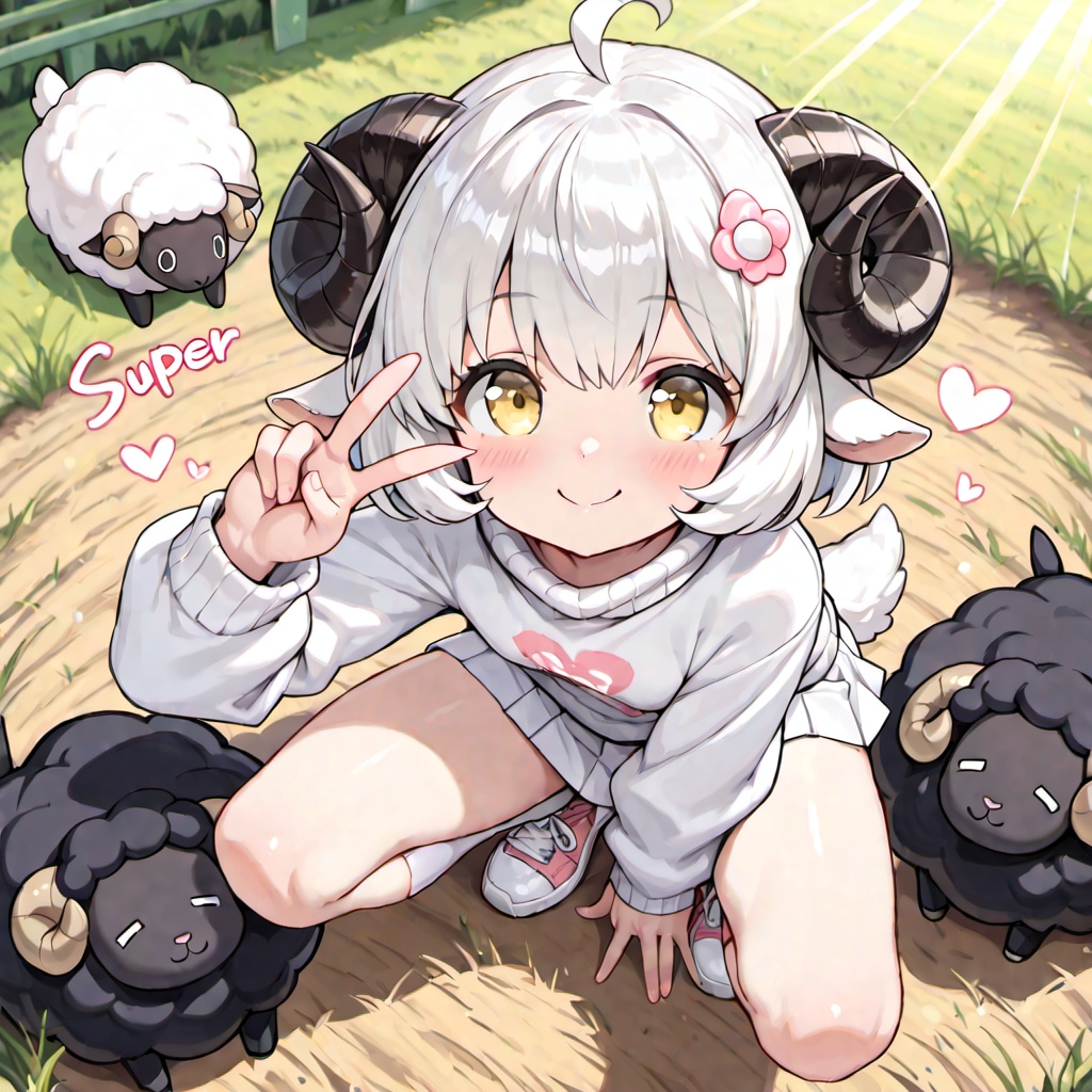 ComfyUIでしゃがんでピース♡