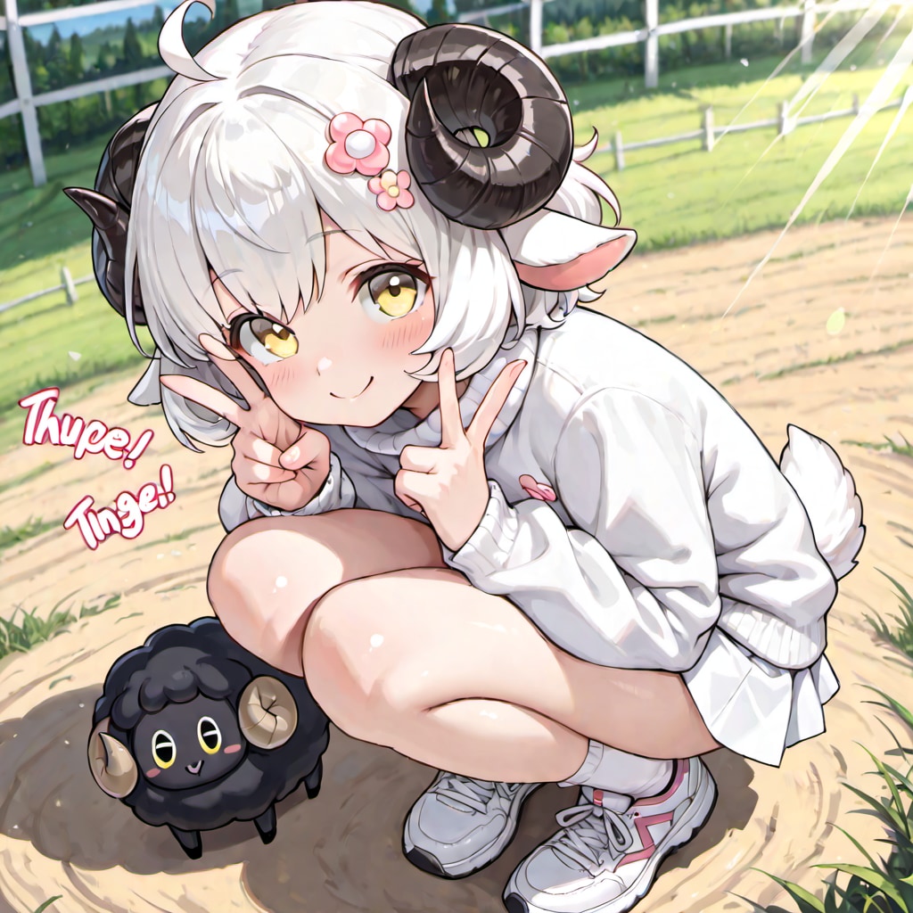 ComfyUIでしゃがんでピース♡