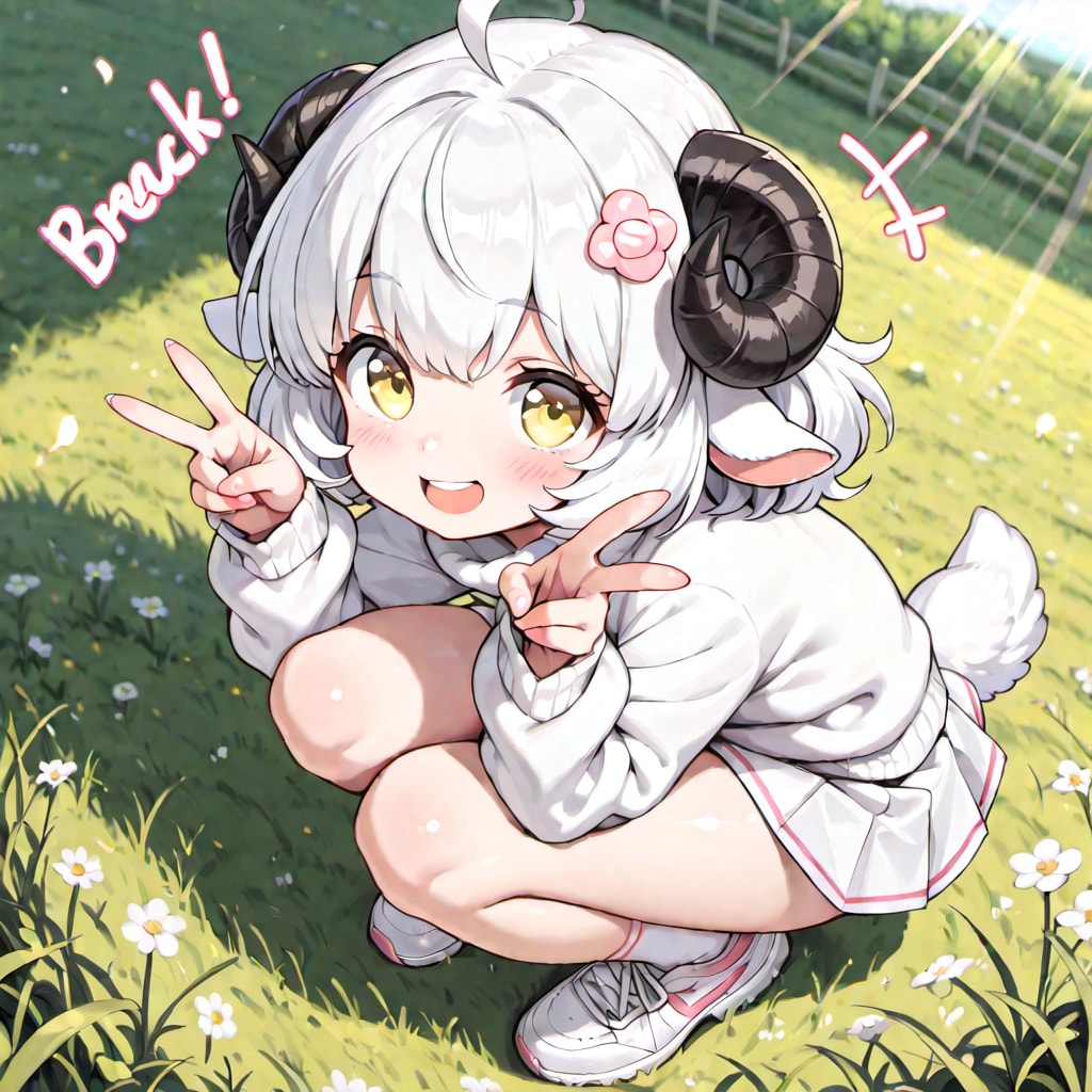ComfyUIでしゃがんでピース♡