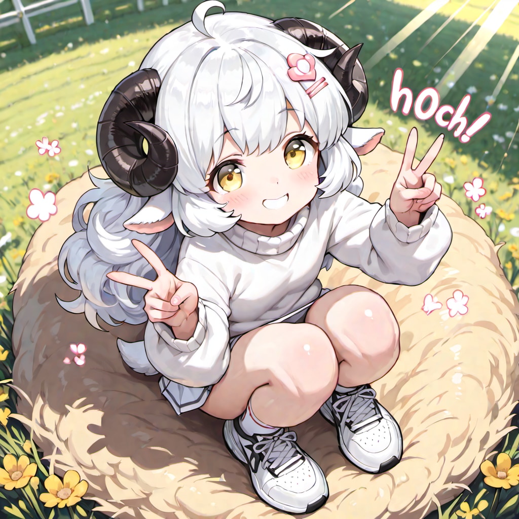 ComfyUIでしゃがんでピース♡