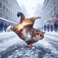 スノーダンスする猫 3枚目