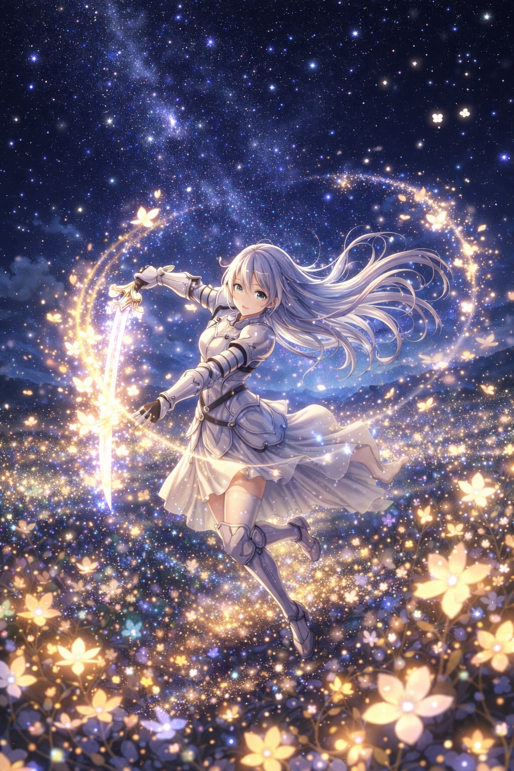 光の中で舞う剣士