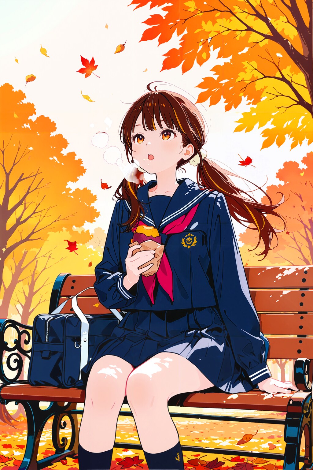 焼き芋とツインテ女学生