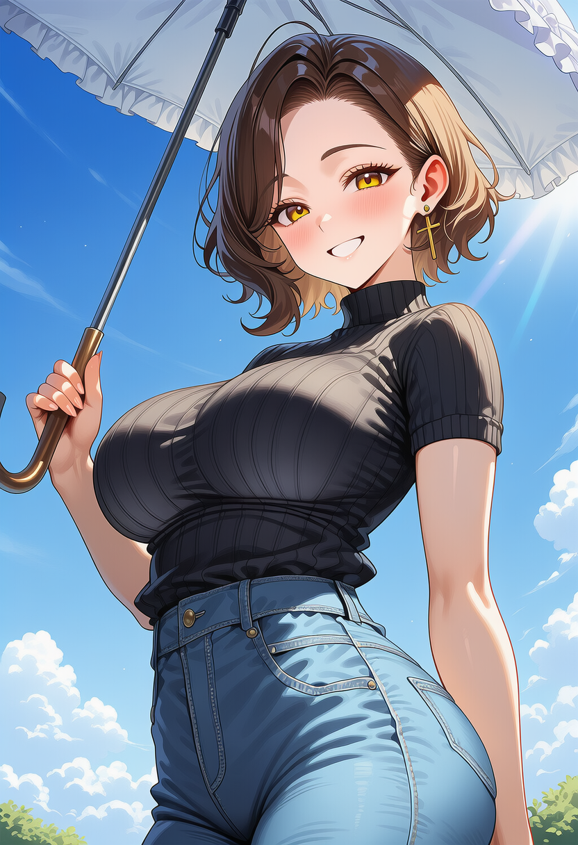日傘とお姉さん