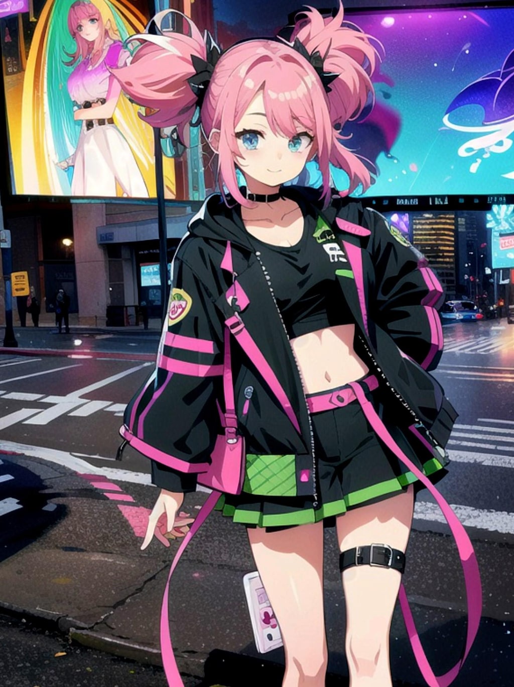 お出かけピンク髪ちゃん