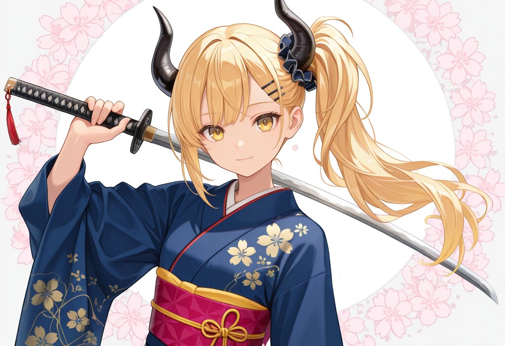 着物で刀な女鬼高生さん