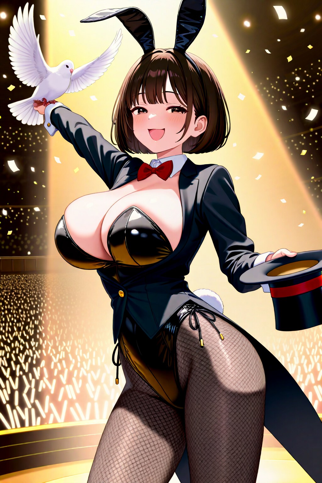 手品するシルクハットバニーアキちゃん