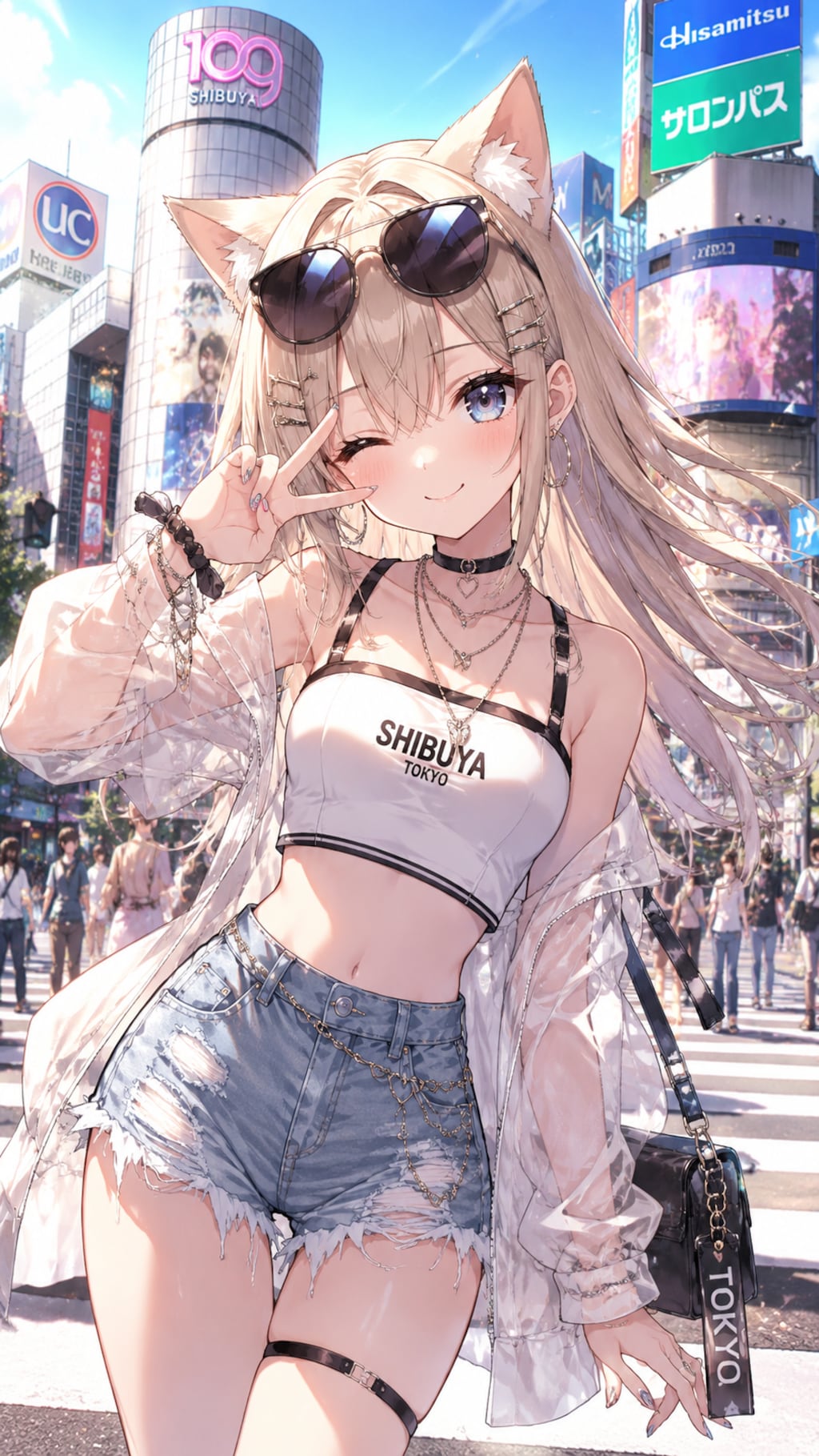 夏コーデ渋谷猫耳娘