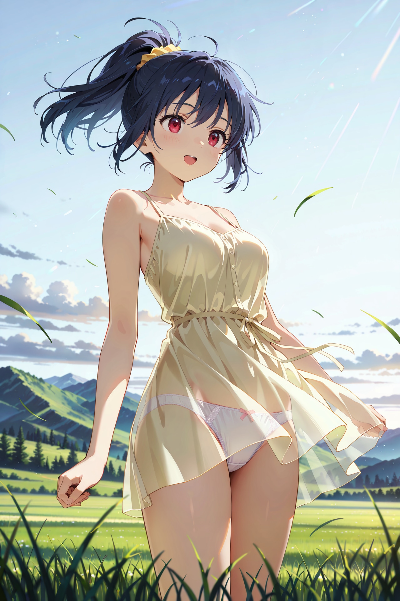 草原でぱんつが透けている服での撮影会 Y821