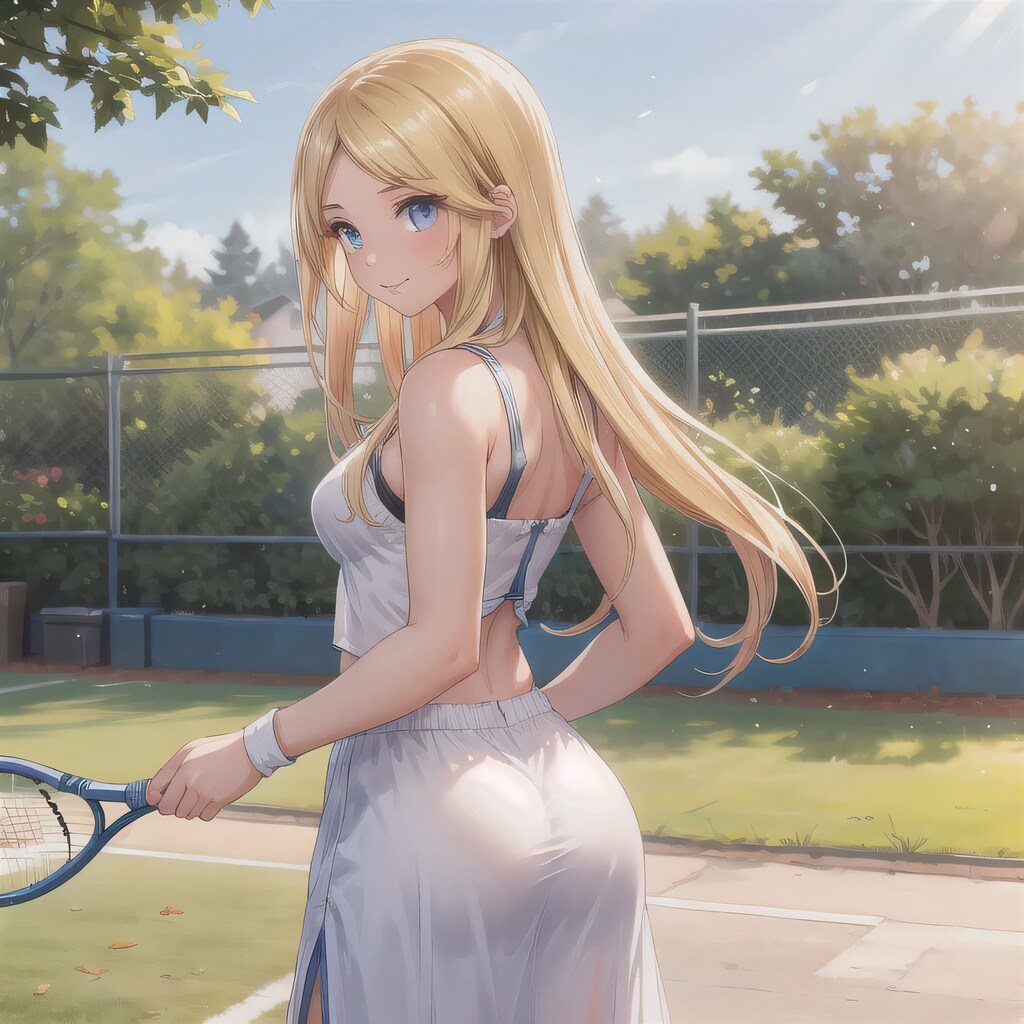 金髪ロングでテニスウェアの少女１６