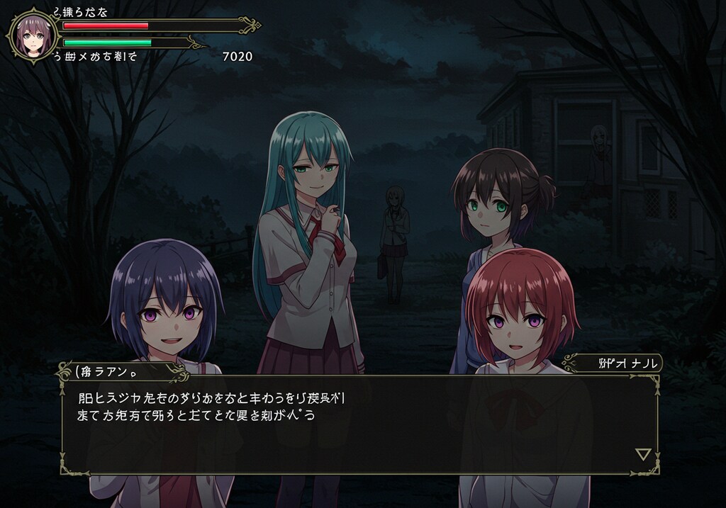 ホラーノベル系ゲーム風（2000年代頃？）のイラスト＆最後の2枚はその頃の洋ゲーアドベンチャーゲーム風ｗ