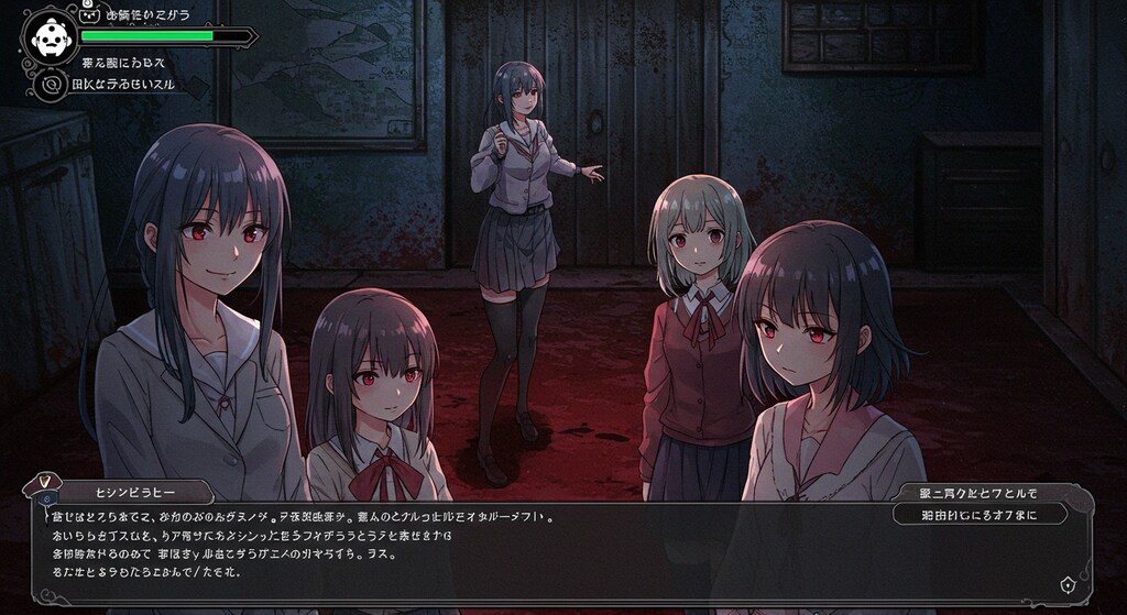 ホラーノベル系ゲーム風（2000年代頃？）のイラスト＆最後の2枚はその頃の洋ゲーアドベンチャーゲーム風ｗ