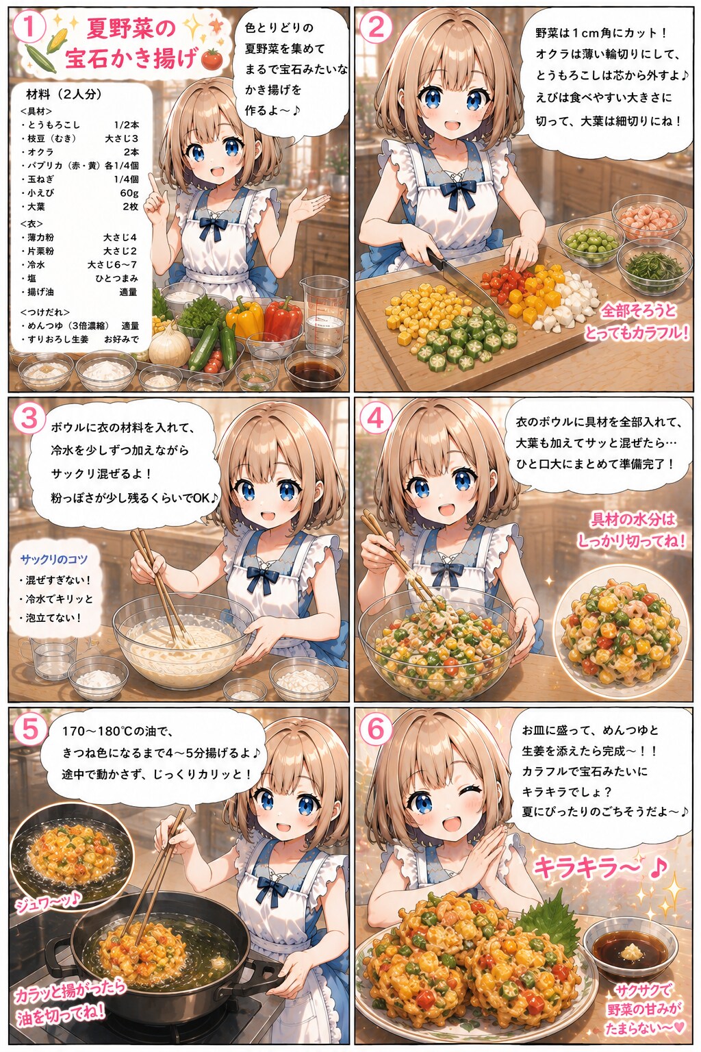夏野菜の宝石かき揚げ | の人気AIイラスト・グラビア