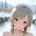 雪の降る露天風呂 3枚目