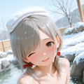 雪の降る露天風呂 4枚目