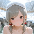 雪の降る露天風呂 2枚目