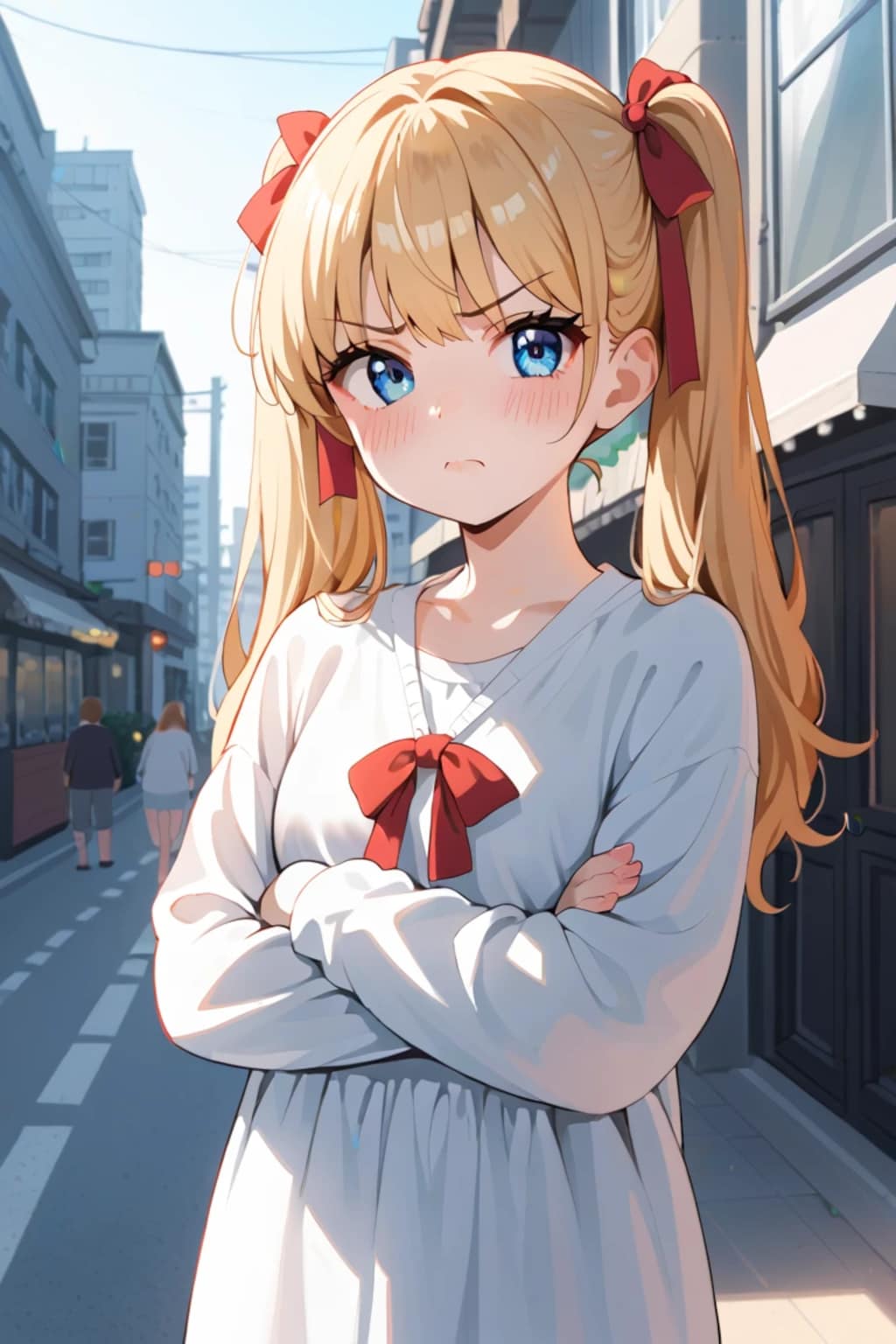 街で拗ねてる金髪少女✨可愛すぎ！