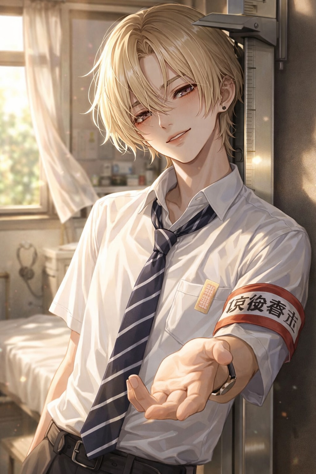 甘利君は、身長計を背に、君が溺れる時間を計測中