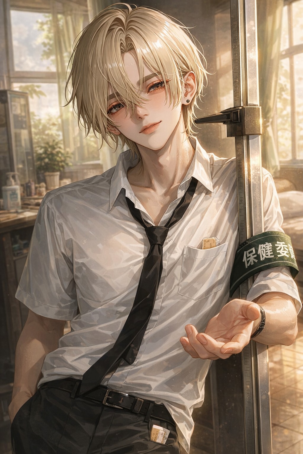 甘利君は、身長計を背に、君が溺れる時間を計測中