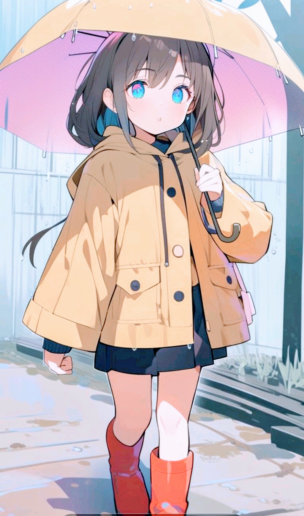 雨の日 散歩 小さな女の子