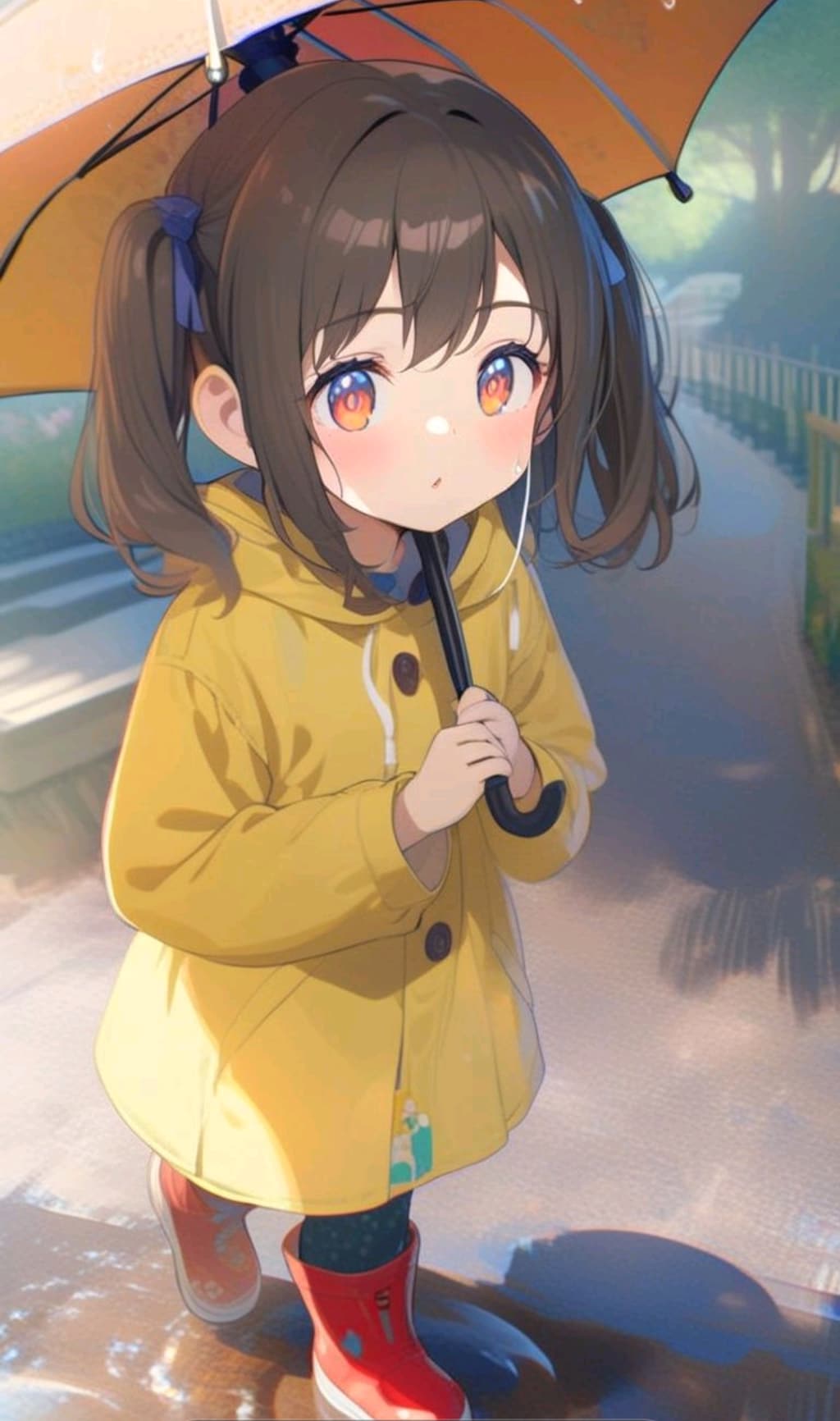 雨の日 散歩 小さな女の子