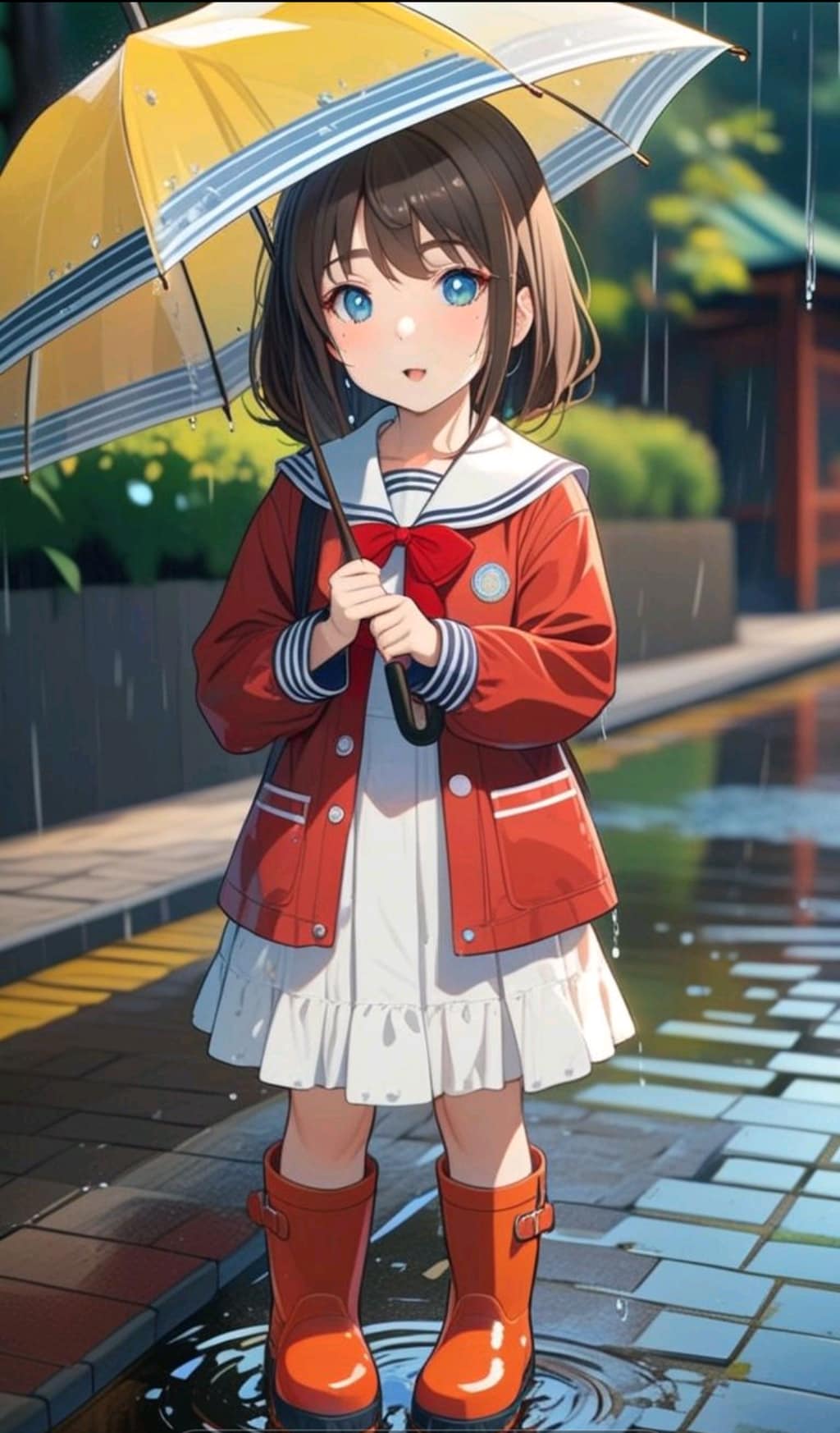 雨の日 散歩 小さな女の子