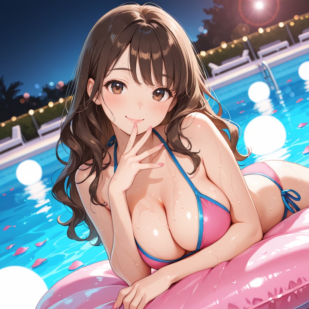 澪ちゃん、ナイトプールに行く