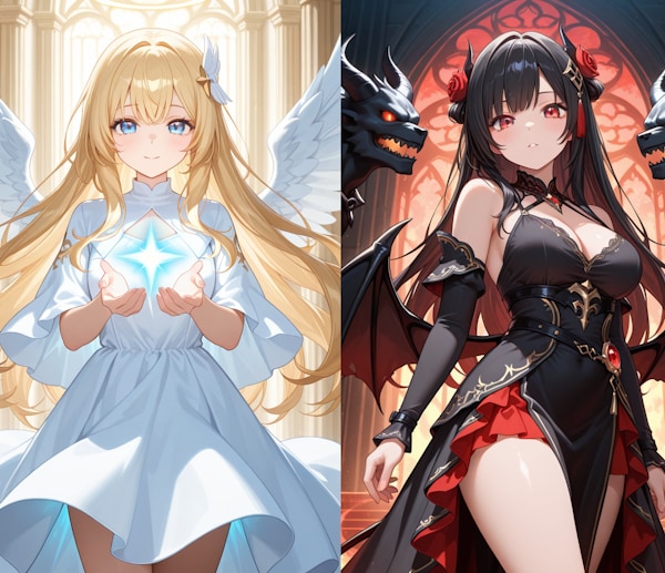 天使と悪魔 | の人気AIイラスト・グラビア