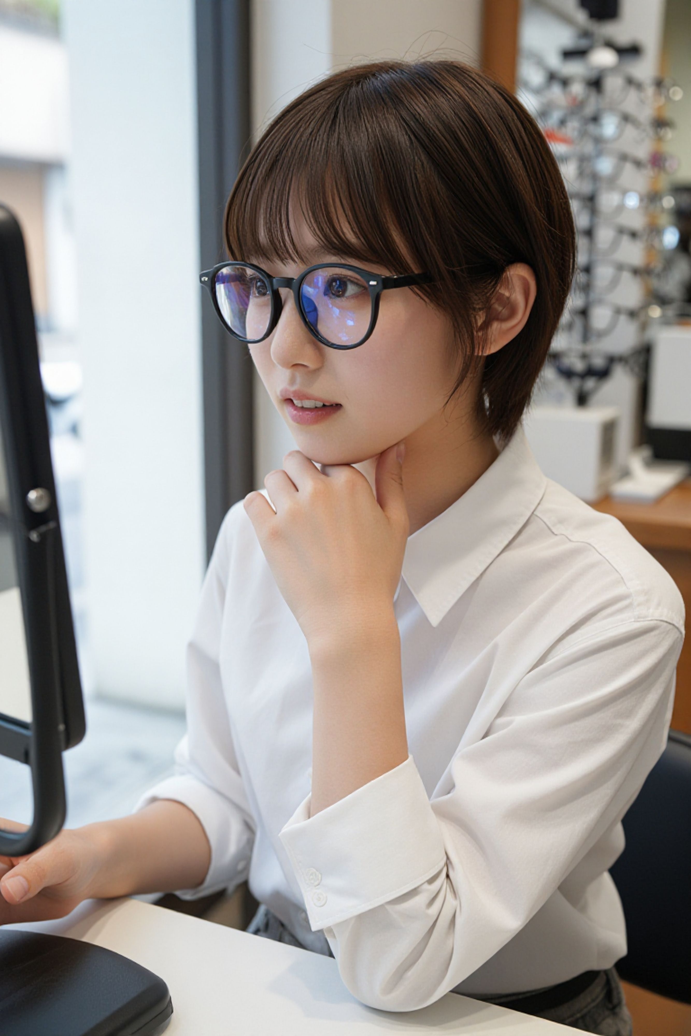 やせ姉さん、めがねを選ぶ。