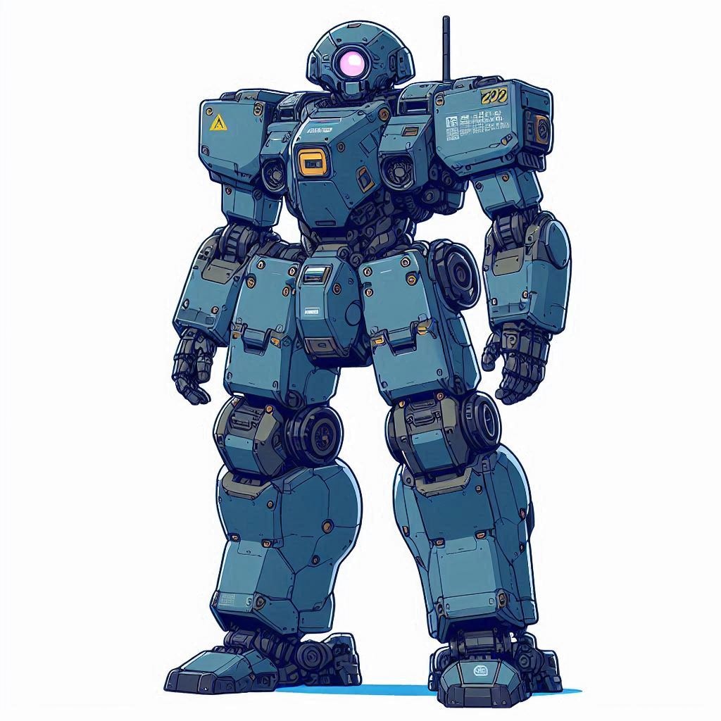 AIガチャ戦機 量産機 立ち絵＆フィギア（同一イラストからのフィギア塗装生成差分 初期型カラー／最終生産型ロービジビリティカラー）