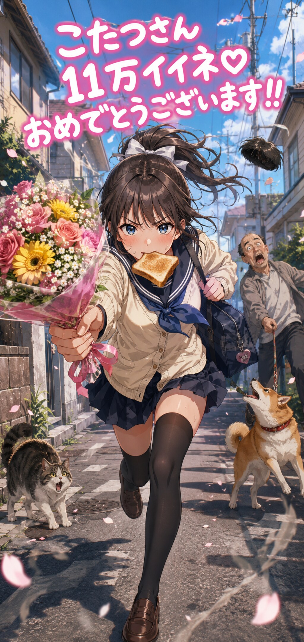 お祝いトーストランニング😆ポニーテールちゃん🩷