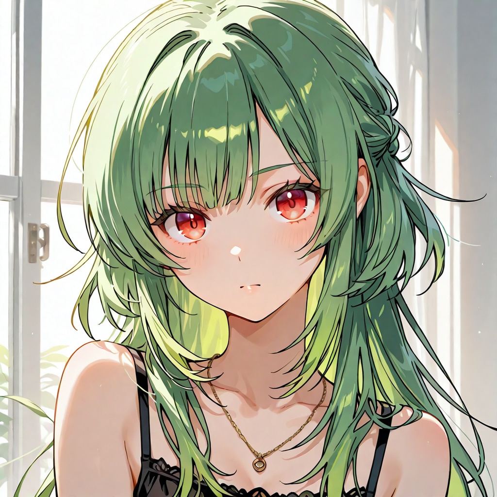 シンプルグリーンガール | の人気AIイラスト・グラビア