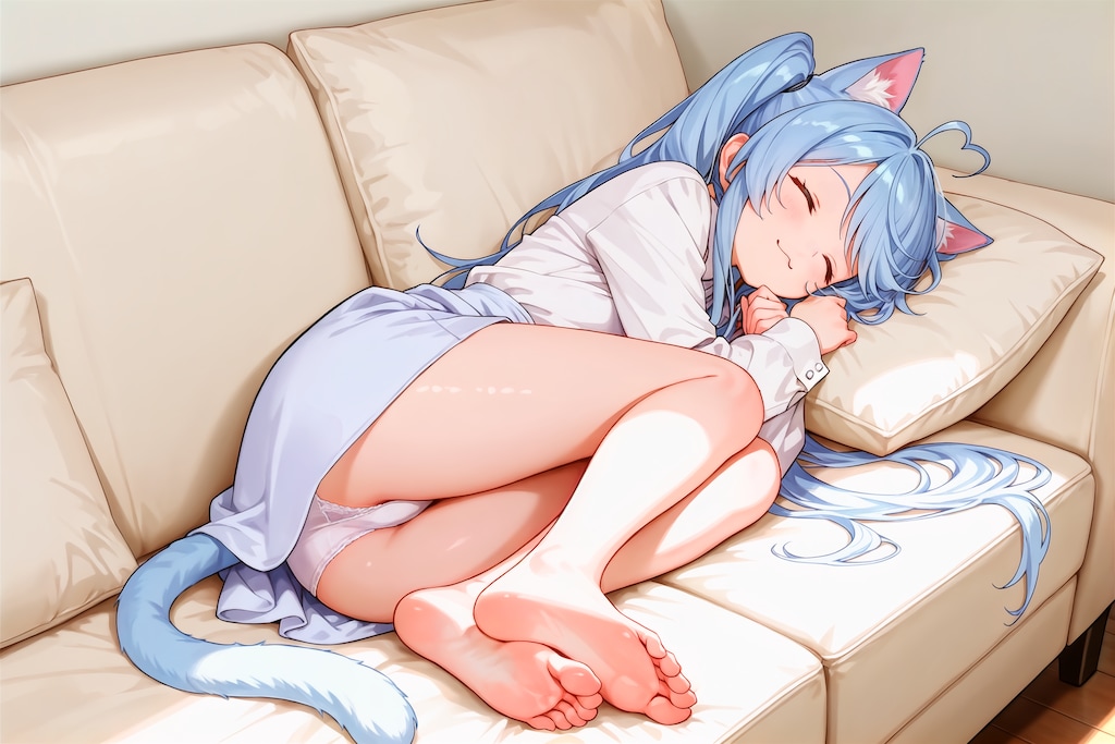 ソファーで丸くなる